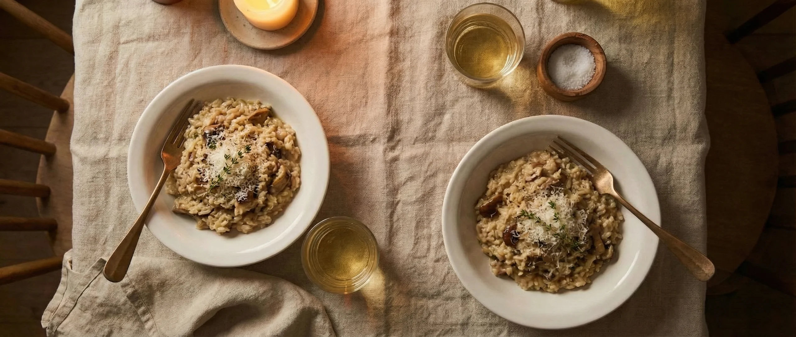 Bjotto porcini risotto overhead