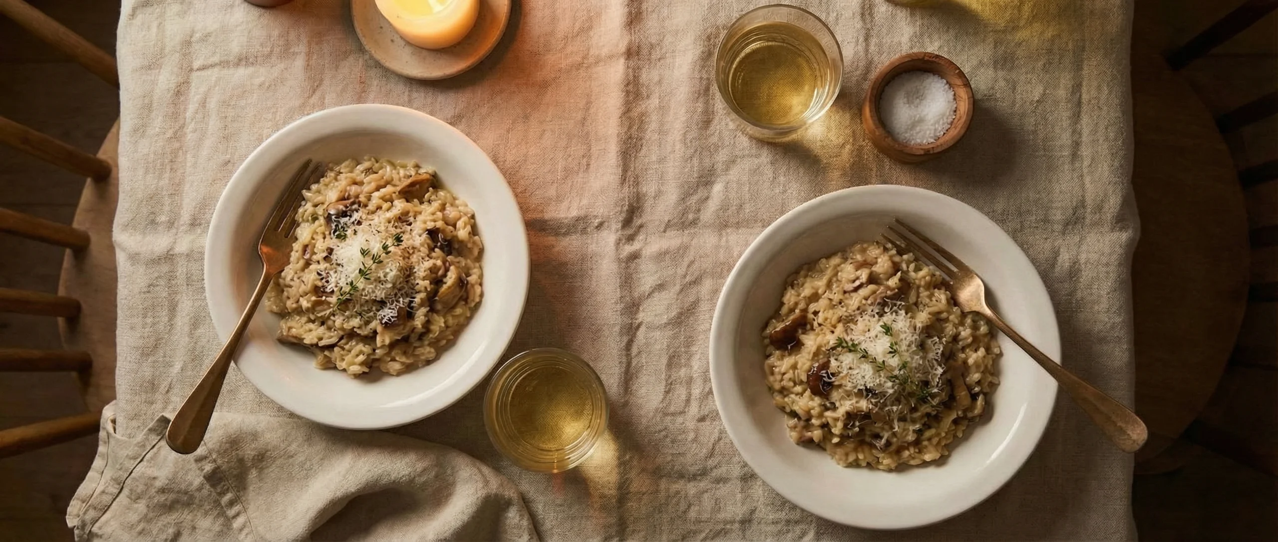Bjotto porcini risotto overhead